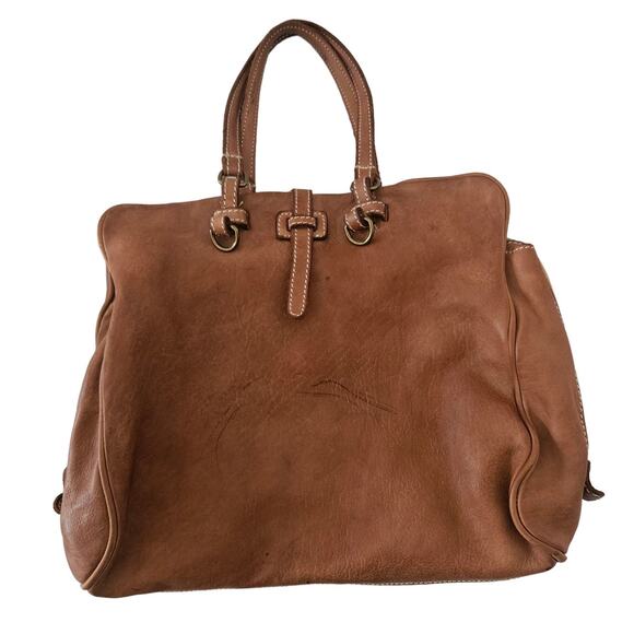 Cortanza Rota Brown Leather Purse Double Strap Handbag Minimalist Boho Casual - Picture 1 of 14